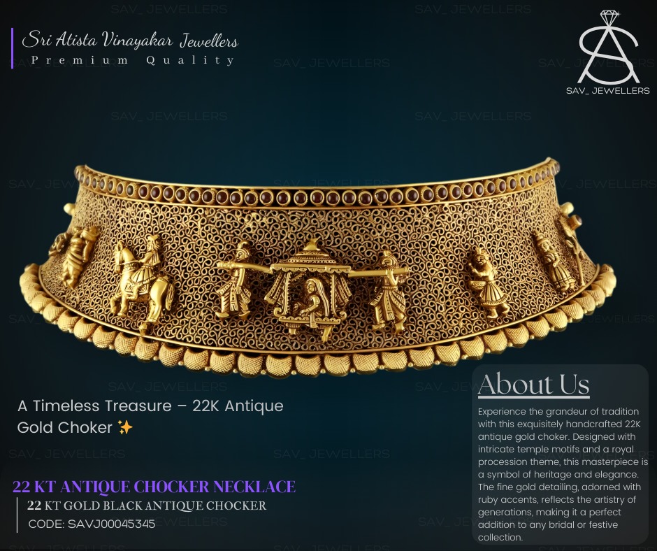 22 KT GOLD BLACK ANTIQUE CHOCKER